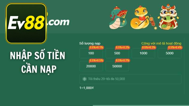 Những vấn đề cần chú ý khi thực hiện nạp tiền vào Ev88